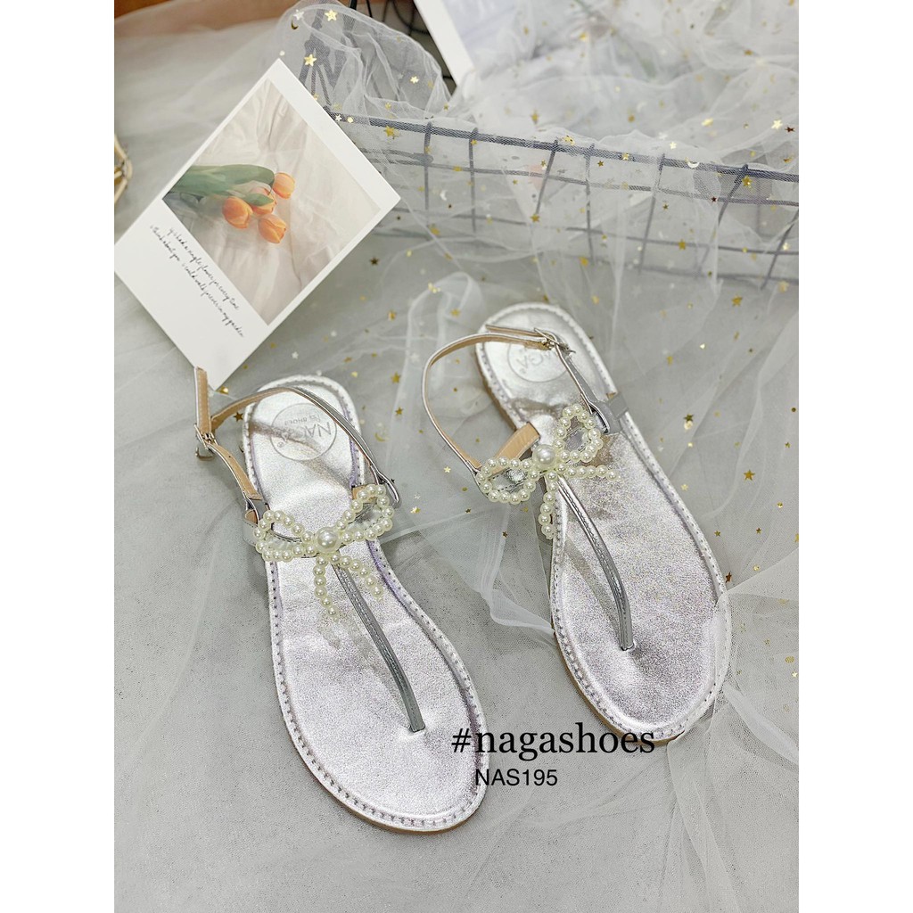 GIÀY SANDAL NAGASHOES QUAI KẸP ĐÍNH NƠ NAS195