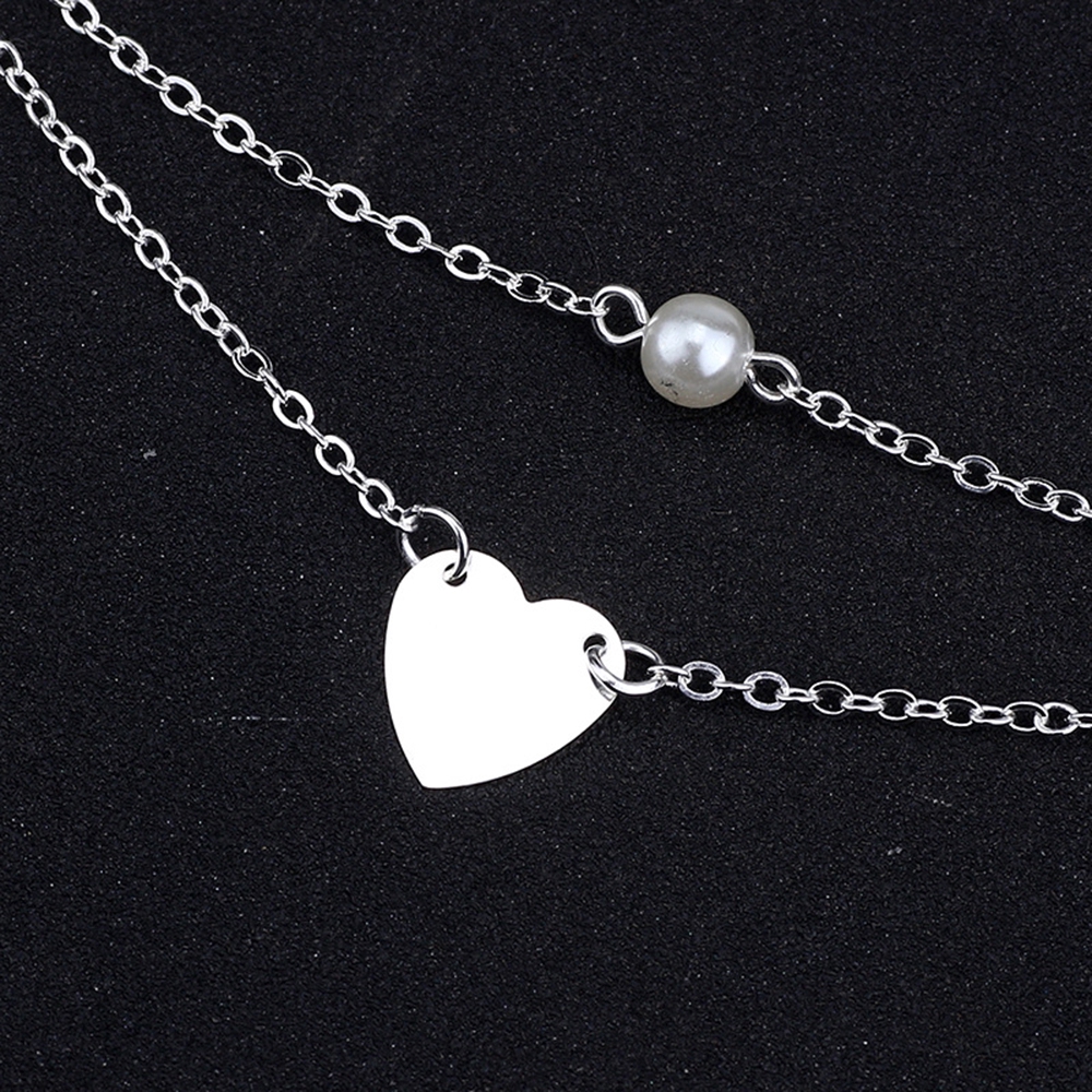 Vòng tay 2 lớp mặt trái tim đính đá/ngọc trai giả cho nữ