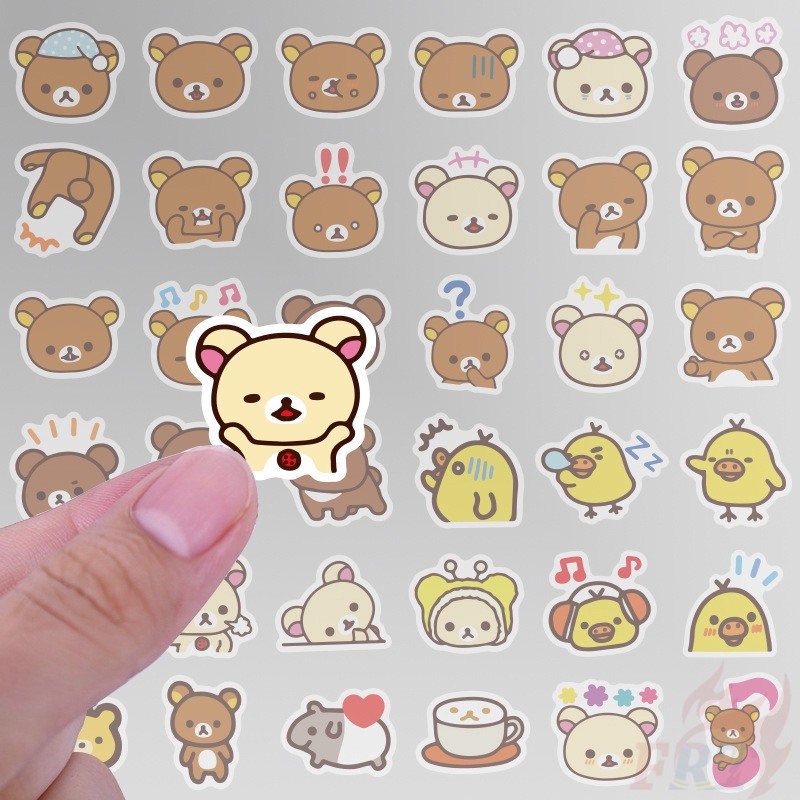 ❉ Rilakkuma & Kiiroitori - SAN-X Anime Bear Series 01 Giấy và decal dán tường ❉ 40Pcs/Set DIY Decals Stickers for Diary Laptop Scrapbooks Skateboard