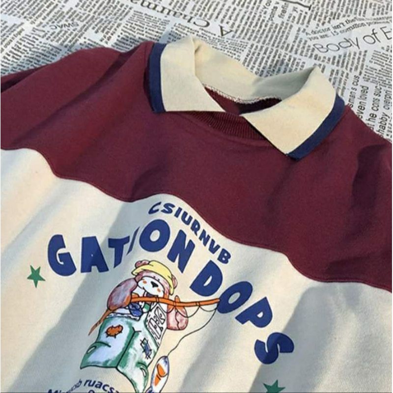 {HÀNG ORDER}Áo Polo dài tay dáng rộng Unisex phong cách Hàn Quốc Thời trang thu đông