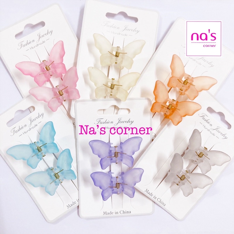 Bộ 2 kẹp tóc gấp gắp tóc hình bướm nhựa vintage dễ thương