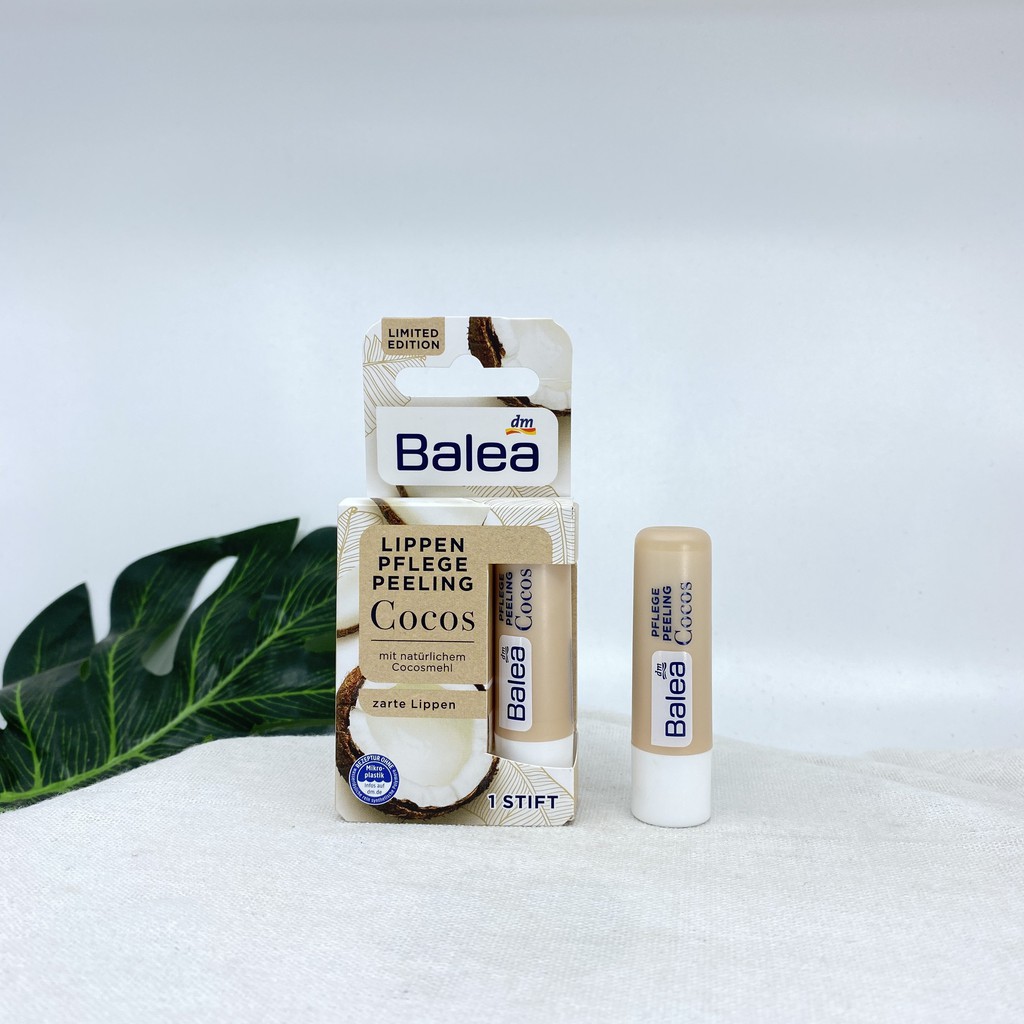 Tẩy da chết môi Balea Cosco 4,8g giúp môi hồng hào mịn căng mịn, hương dừa