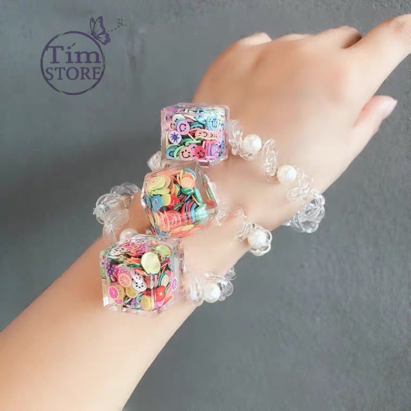 Thun cột tóc hình khối chữ nhật cute dễ thương TIMSTORE co giãn dây lò xo kiểu dáng hàn quốc