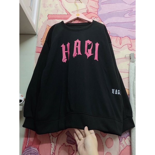 [Ảnh thật] Áo nỉ sweater đen HAGI + quần bom gấu ullzang cá tính (annstore)