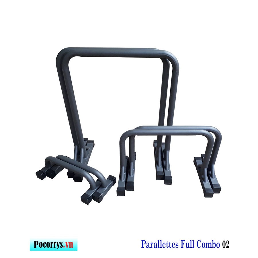 Combo 3 bộ Xà kép Parallettes, Dụng cụ chống đẩy Pocorrys 02, Màu ghi