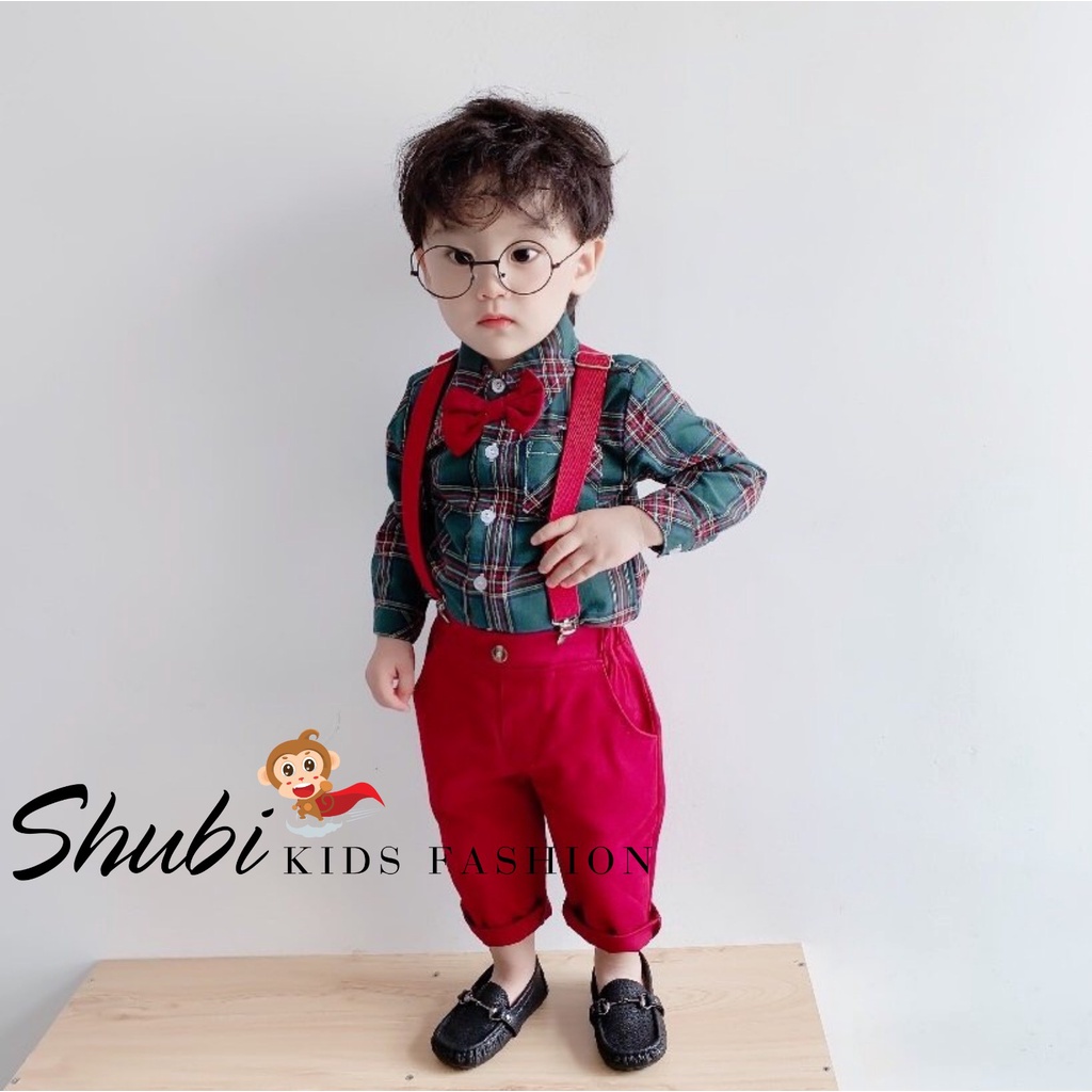 Yếm Sơ Mi Đỏ Sang Chảnh cho bé trai đón Tết - 6-25kg - shubishop