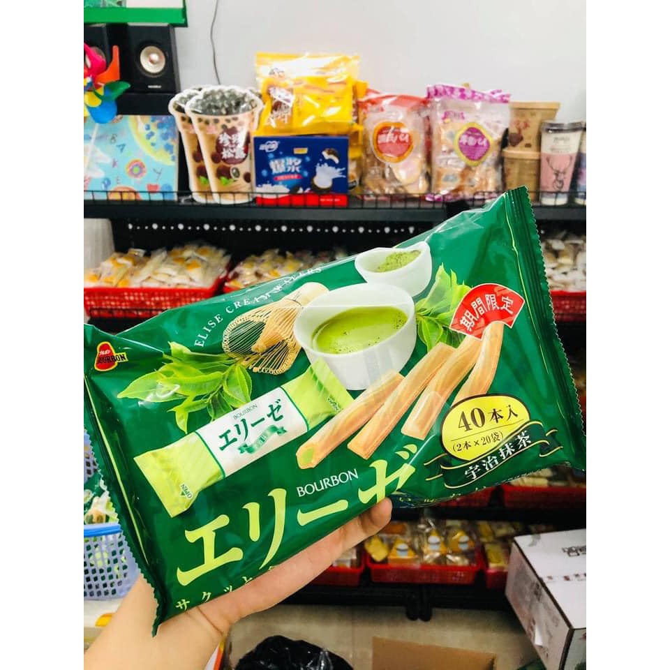 Bánh quế Bourbon phủ socola trà xanh Elise Uji Matcha 129g