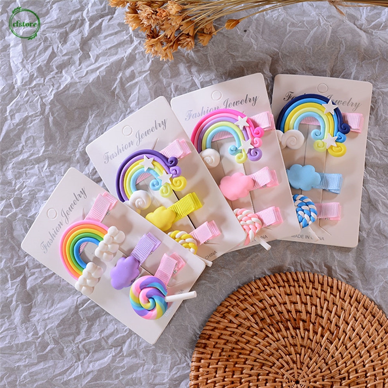 Bộ 3 Kẹp Tóc Hình Kẹo Mút Nhiều Màu Sắc Cho Bé Gái
