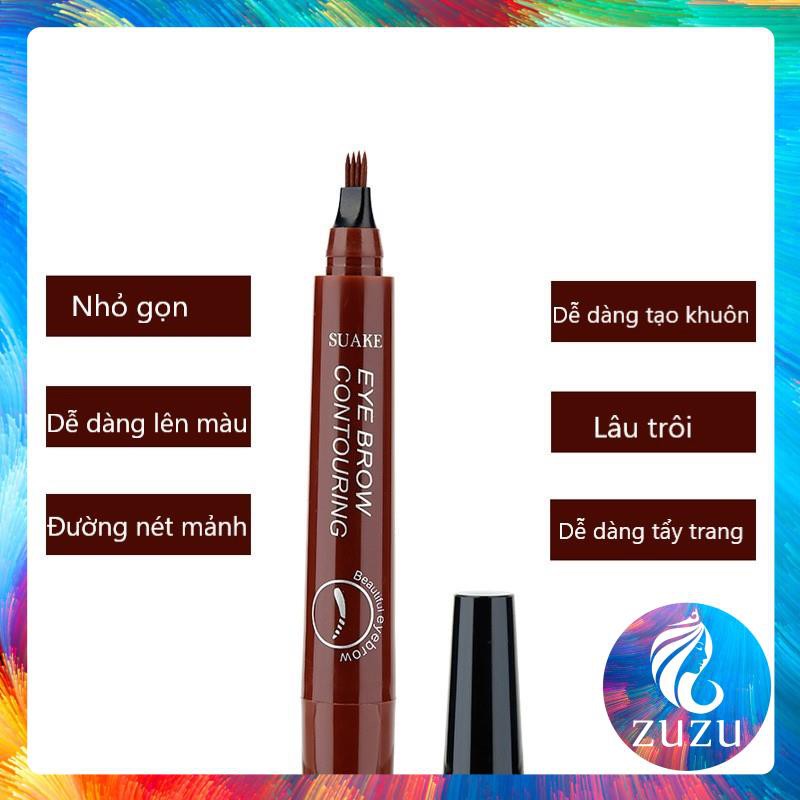 [M10] Chì kẻ mày, Bút kẻ lông mày gẩy sợi SUAKE 4 ngòi nét mảnh lâu trôi Eye Brow Contouring 5g