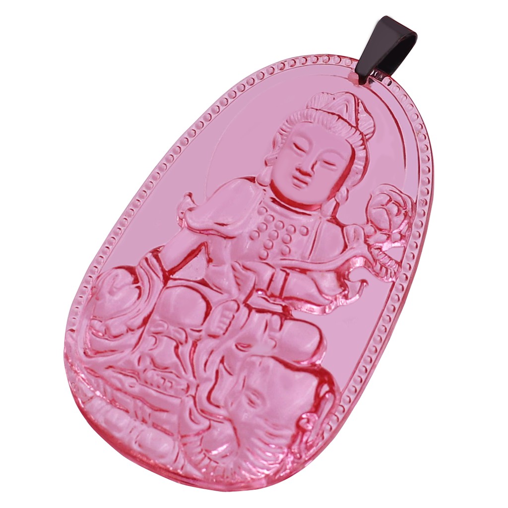 Mặt Phật Phổ hiền Pha lê hồng 3.6 cm MFHPB6 - Hộ mệnh tuổi Thìn và tuổi Tỵ