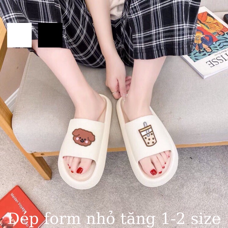 (Chọn Tăng 2 size) Dép Bánh Mì Gấu Trà Sữa Đáng Yêu