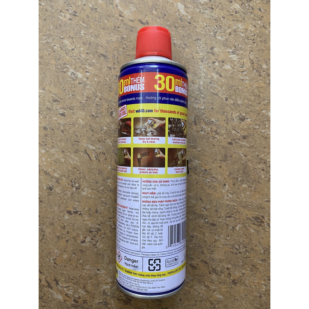 Chai xịt chống rỉ sét, bôi trơn WD-40 412ml