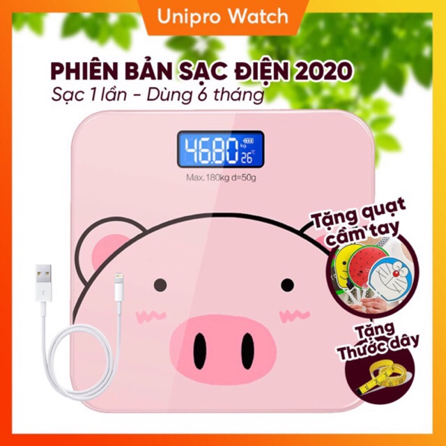 Cân Điện Tử Sức Khỏe Hình Heo Con Màu Hồng Cực Xinh, Độ Chính Xác Cao X2 - Unipro