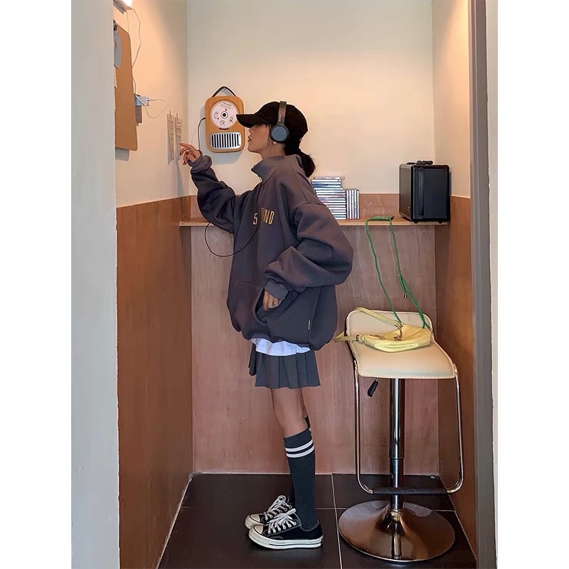 ÁO SWEATER ZIP/POLO TAY DÀI KHOÁ KÉO FORM RỘNG UNISEX ULZZANG STYLE HÀN QUỐC BASIC (order) | BigBuy360 - bigbuy360.vn