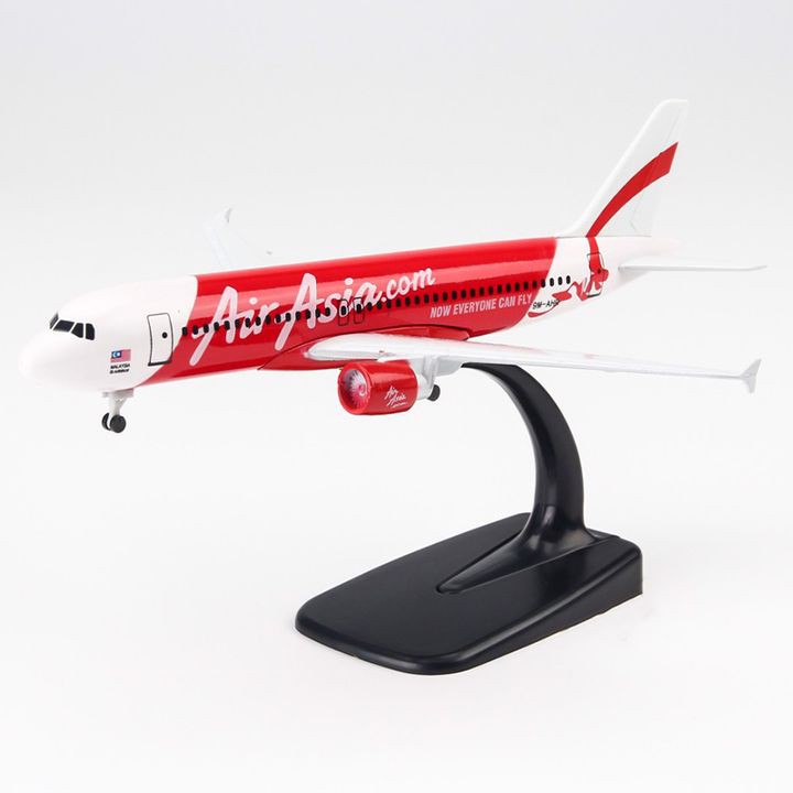 Đồ chơi Mô hình tĩnh Máy bay Air Asia Airbus A32 tỉ lệ kích thước 20 cm, di chuyển linh hoạt, kệ đứng cao 10 cm