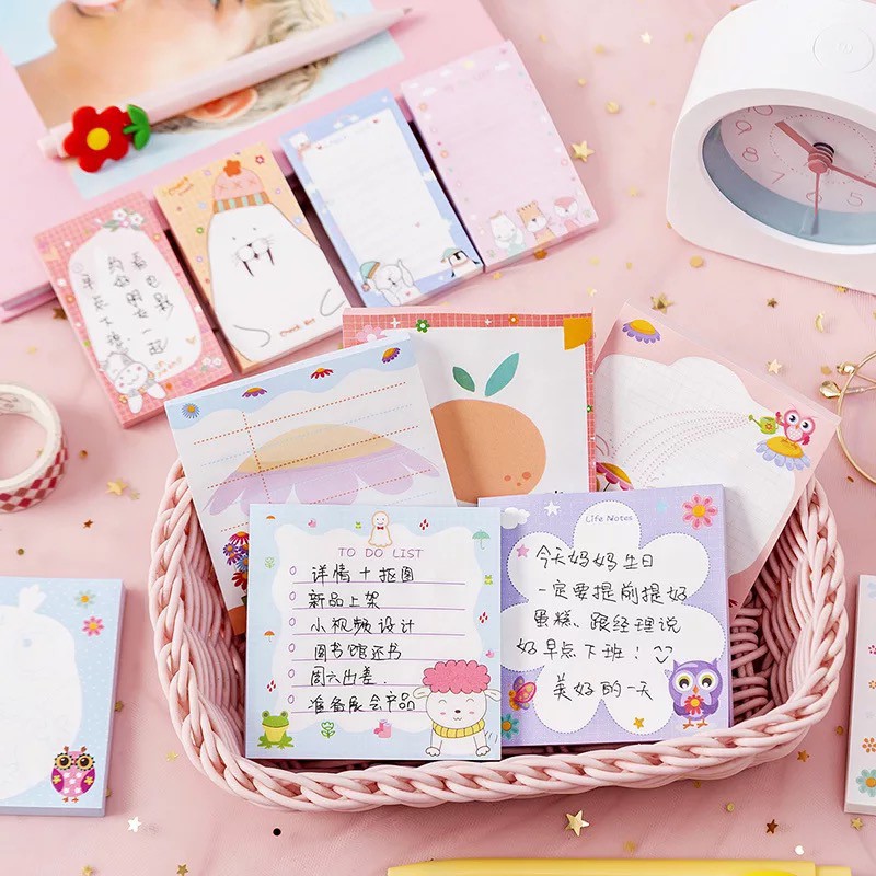 Giấy note (dán) hoạt hình xinh xắn hình vuông / chữ nhật - Ghi chú nhanh - Sticker