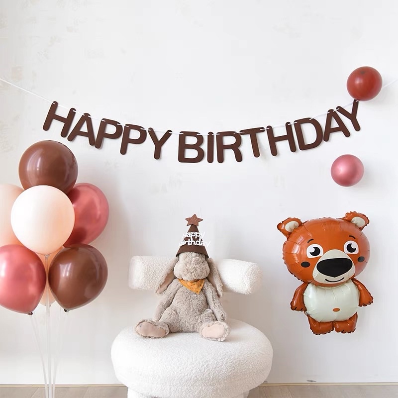 Dây chữ Happy Birthday vải dạ phong cách Hàn Quốc, hoạ tiết dễ thương