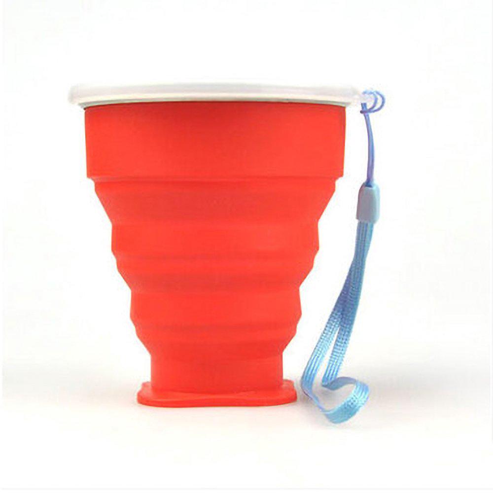 Cutekeji 200mL Rainbow Outdoor Portable Collapsible Cup Multifunctional Creative Silicone Folding Cup - Red