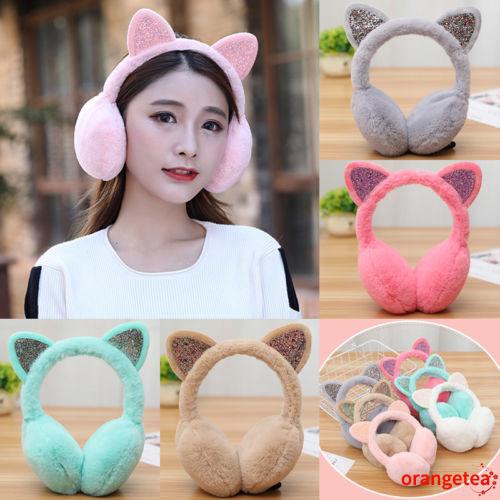 Chụp Tai Giữ Ấm Bằng Bông Hình Tai Mèo Dễ Thương