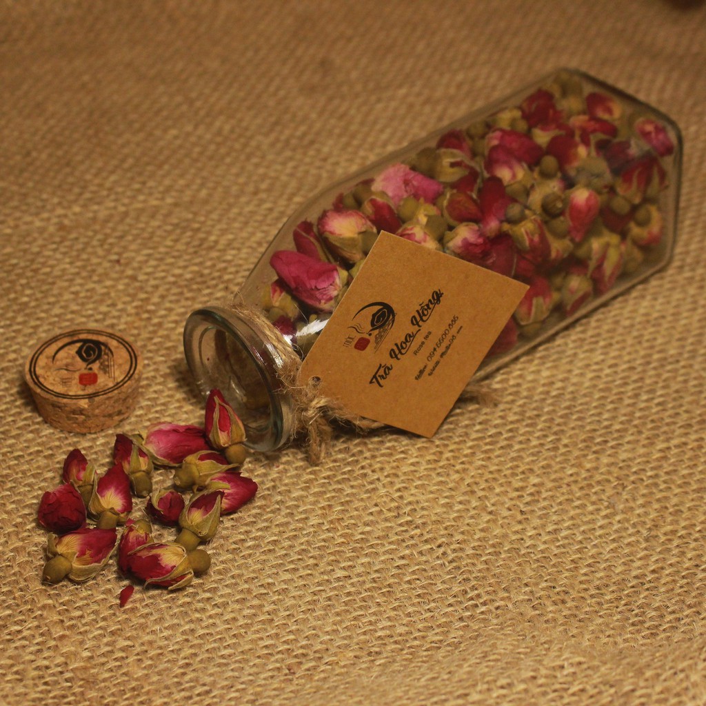 Lọ 350ml Trà hoa hồng đà lạt sấy Organic Thơm ngon ( Tặng 1 kẹo lạc)