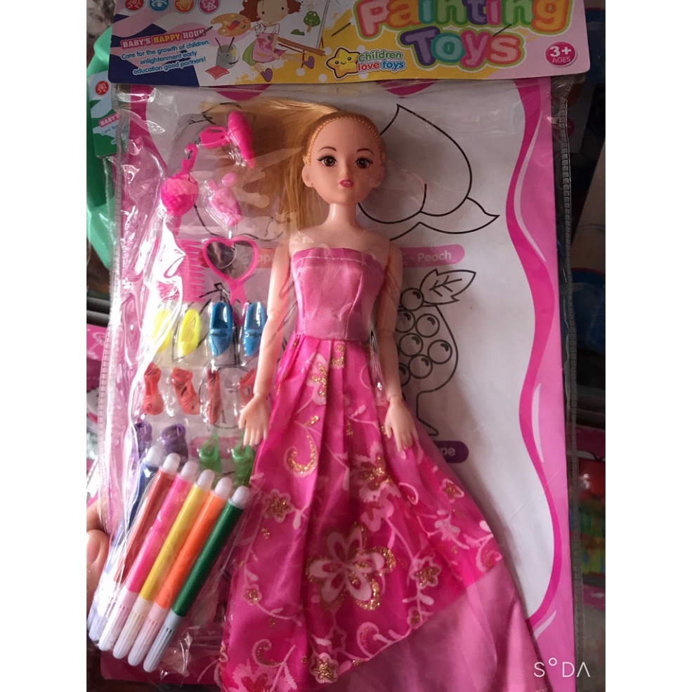 Bộ đồ chơi búp bê khớp gương lược váy tô màu và ghép hình tùy theo mẫu(shop lấy mẫu ngẫu nhiên ạ)