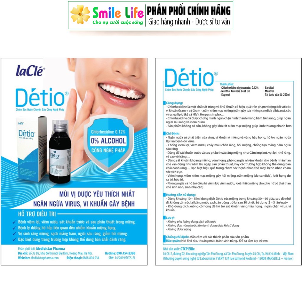 SMILE LIFE | Súc Miệng Viêm Nướu Détio ® 200ml - Sản Phẩm SX Nhượng Quyền Từ Pháp