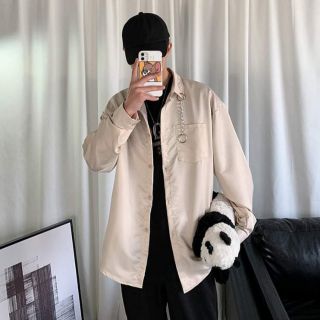 Áo Sơ Mi Unisex Basic Kèm Khoen Màu Be