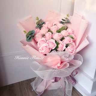 [Hannie Flower] Bó hoa hồng sáp 5 lớp phối lưới