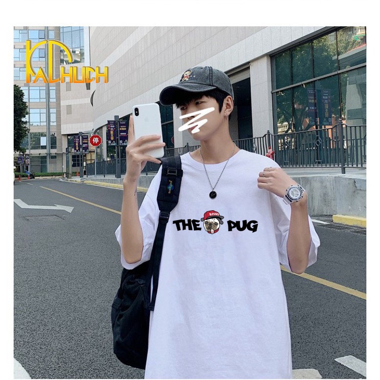 ÁO THUN TAY LỠ NAM NỮ IN THE PUG FREESIZE DƯỚI 75KG