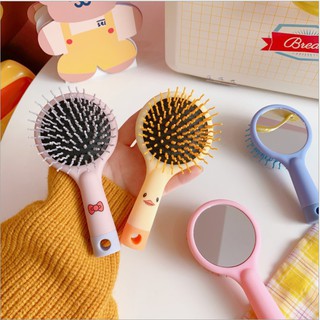 Lược Mini Massage Cầm Tay Kèm Gương - Lược Đệm Mát Xa Bỏ Túi Siêu Dễ Thương PZ003