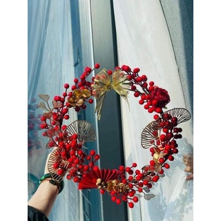 Vòng đào đông đỏ - treo cửa trang trí tết