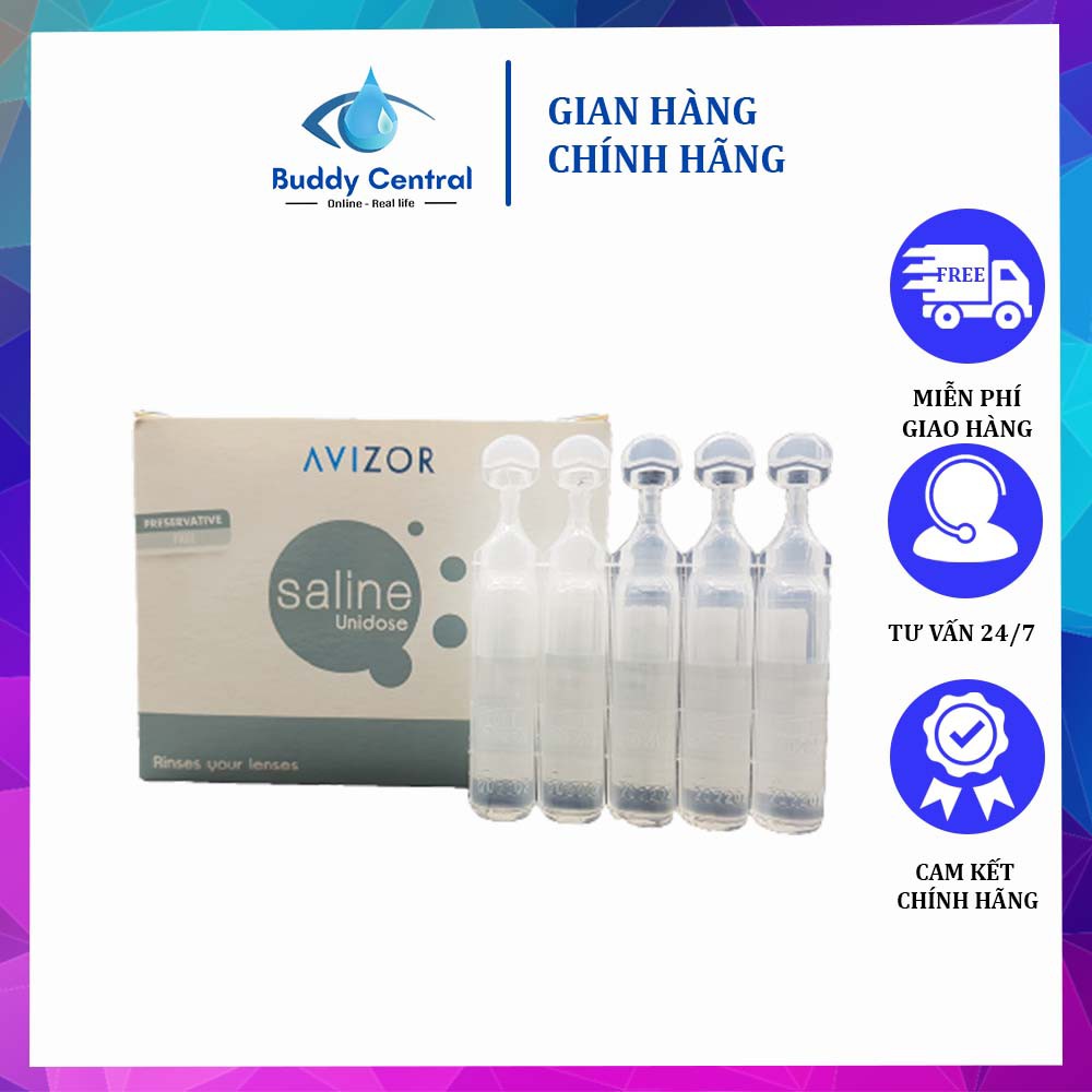 [Mã 151FMCGSALE1 giảm 10% đơn 250K] Dung dịch muối đẳng trương lens kính áp tròng Avizor Saline Unidose 30 ống 5ml/hộp