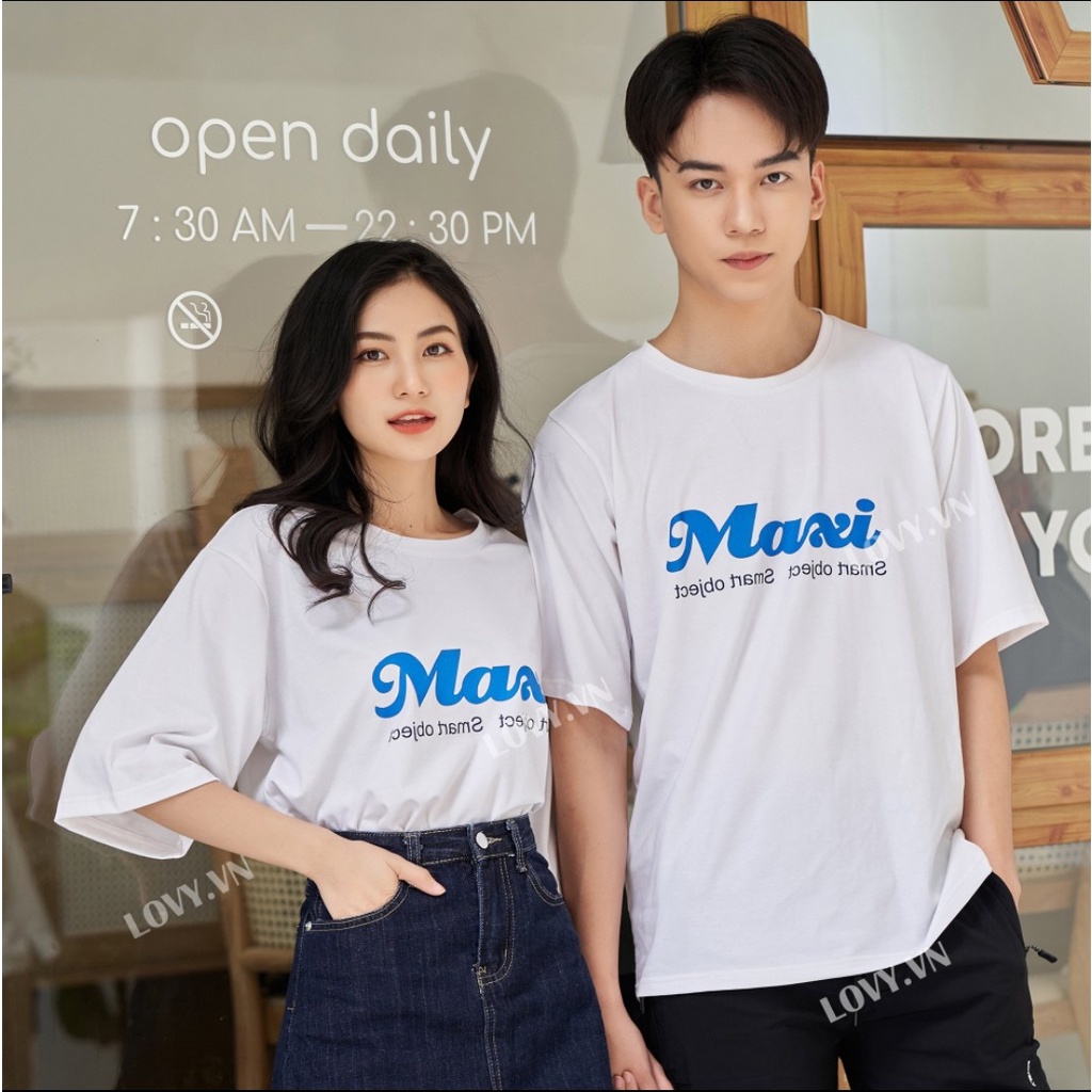 Áo đôi nam nữ thiết kế phông tay lỡ unisex chất mịn đẹp LOVY Oversize