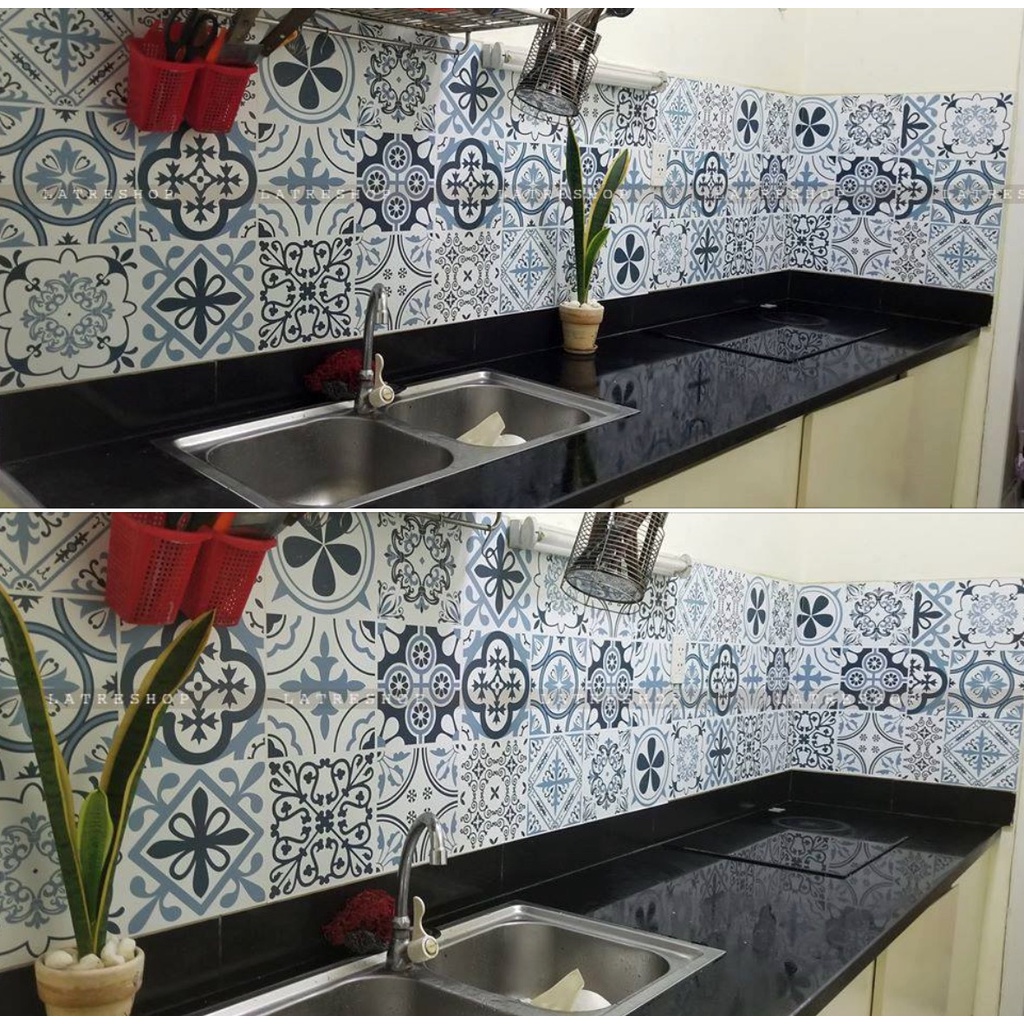 Decal Dán Bếp họa tiết Gạch Bông khổ 40x60cm - Dán Trang trí Tường, Gỗ, Nhựa Gạch Men, Nhà tắm - XƯỞNG DECOR FL10