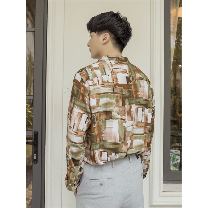 Áo sơ mi nam dài tay Aristino họa tiết châu Âu,vải mềm mướt, from rộng ALSM0209