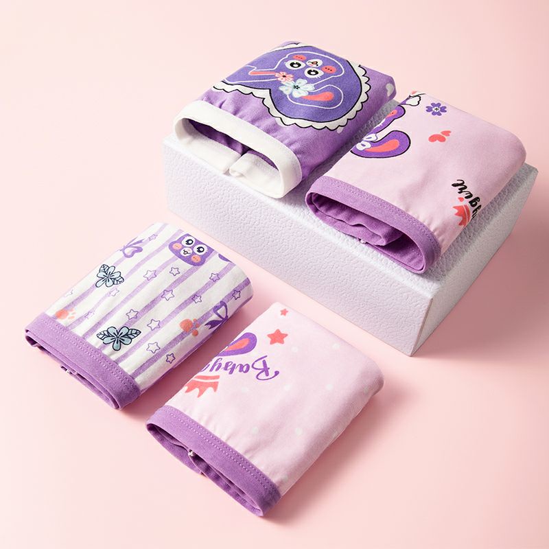 [T06 Combo 4 chíp đùi] Quần chíp bé gái, quần lót trẻ em cotton hình thỏ tím ngộ nghĩnh Maruka Fashion