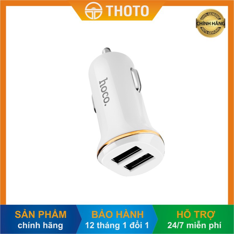 [Thoto Shop] Tẩu sạc nhanh điện thoại trên ô tô HOCO Z1 | 2 cổng USB - hàng chính hãng