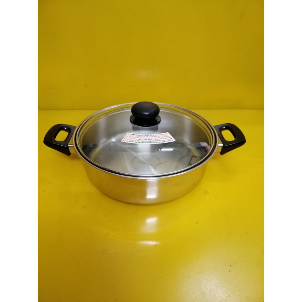 Nồi lẩu (chảo) inox nội địa Nhật, size 27cm, cao 8cm (mã 796), Dùng được bếp từ