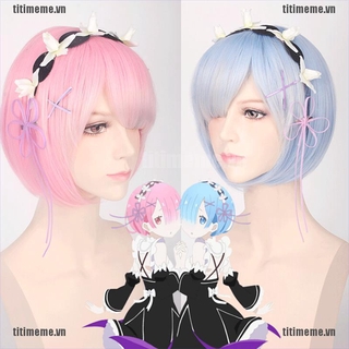 Tóc giả màu xanh lam / hồng hóa trang nhân vật hoạt hình anime
