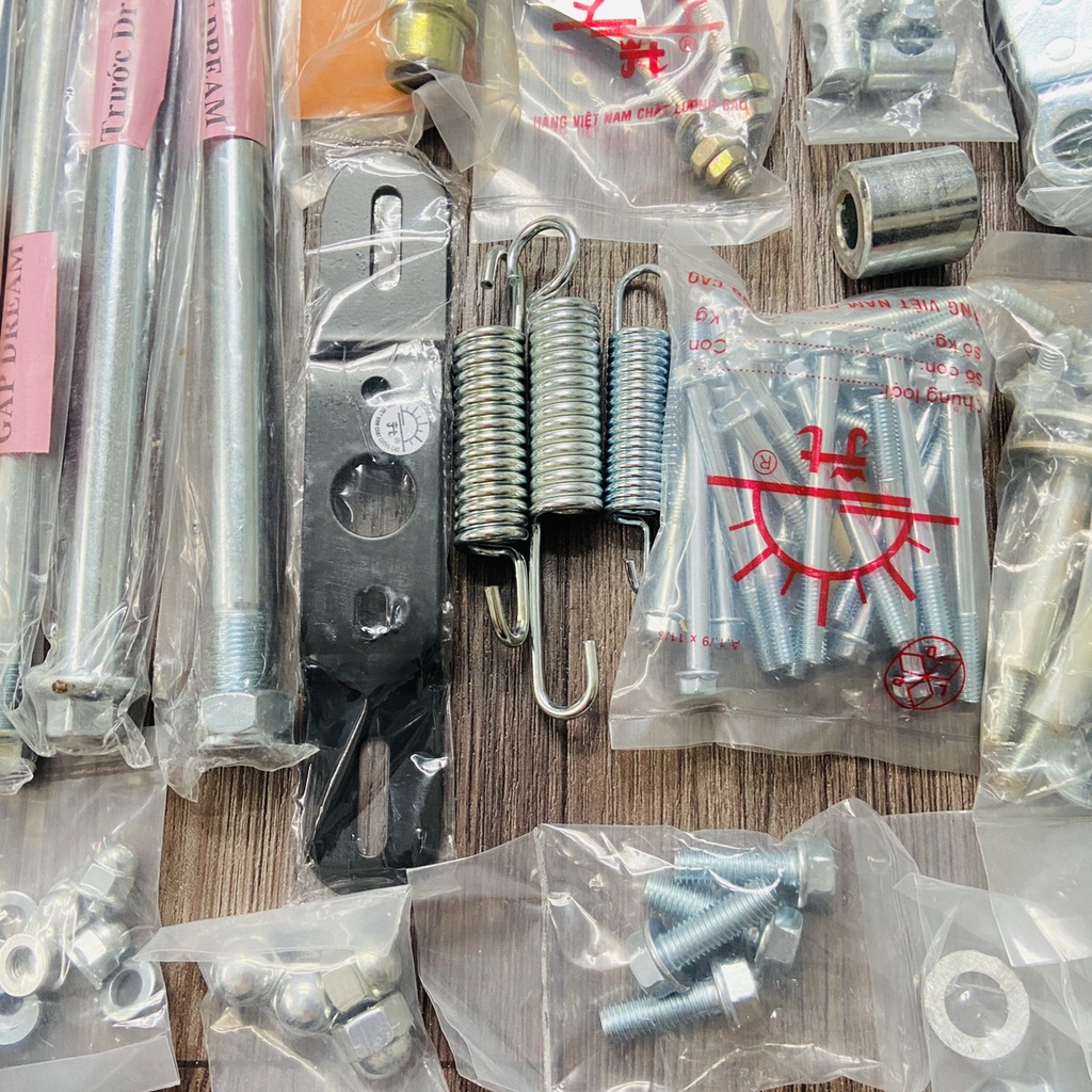 Trọn bộ ốc, cốt, lò xo, pát gắn dàn khung xe DREaM, các loại chi tiết ốc từ A đến Z sử dụng cho xe drEam,như ZIN theo xe