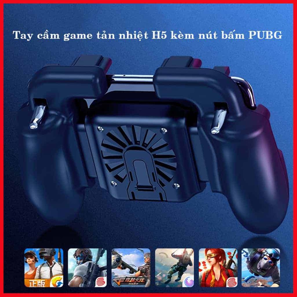 Tay cầm chơi game điện thoại PUBG, quạt tản nhiệt H5.0(kèm cáp sạc)