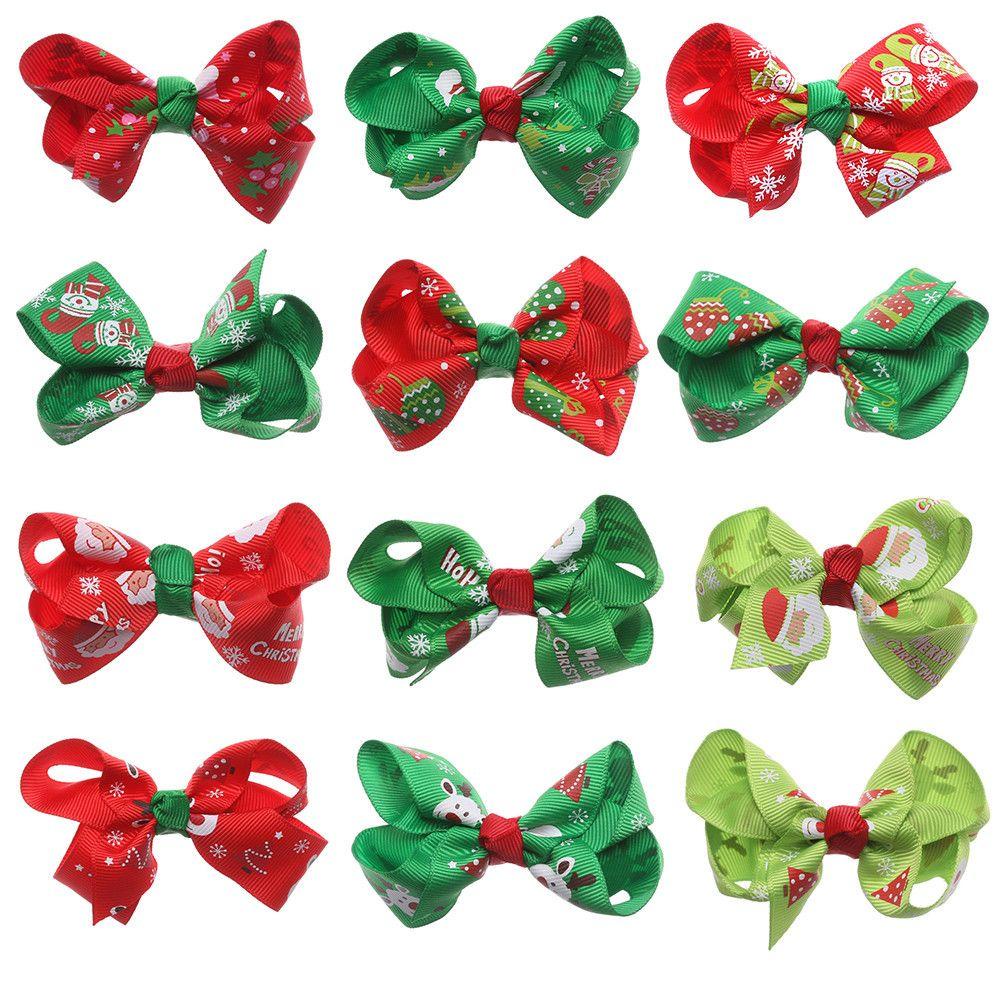 CACTU Kẹp Tóc Vải Họa Tiết Hoạt Hình Giáng Sinh Đáng Yêu