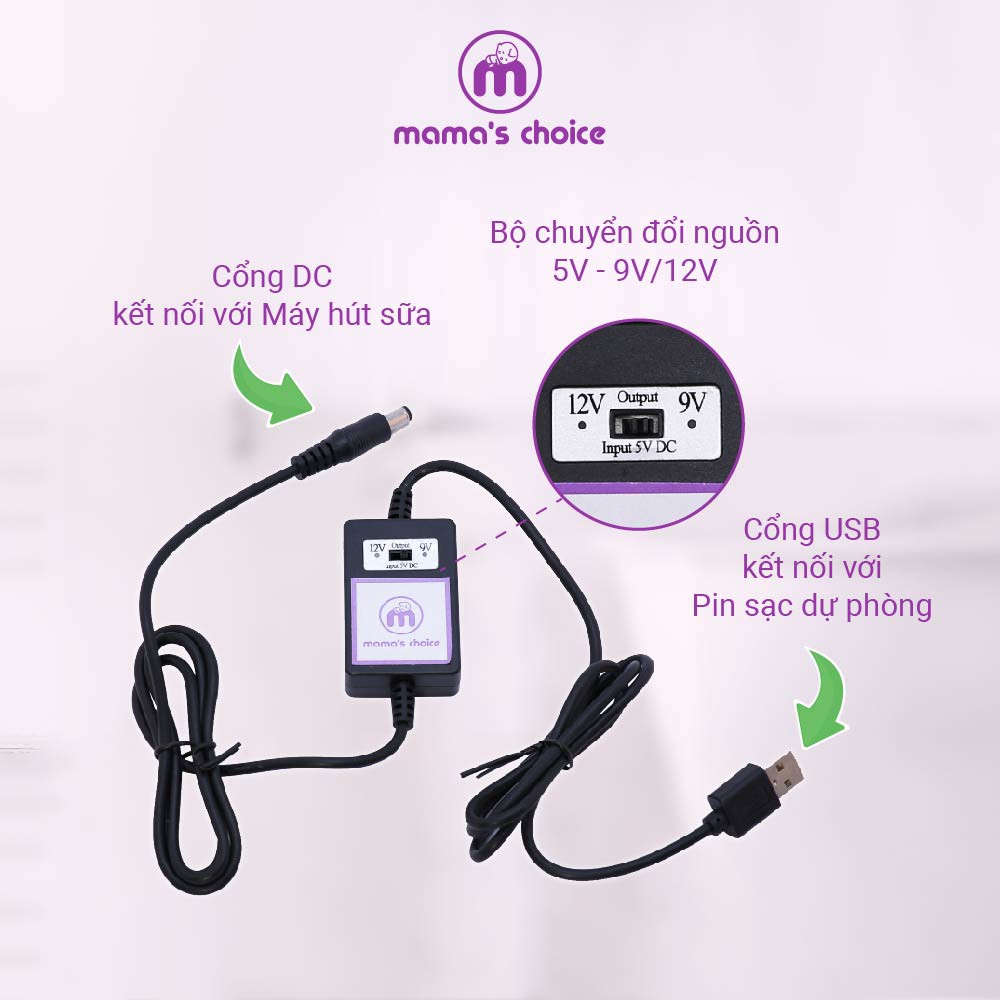 Pin Sạc Dự Phòng Mama's Choice kèm Cáp Kết Nối riêng Cho Máy Hút Sữa Freestyle, Maxflow, Pump, Swing Maxi