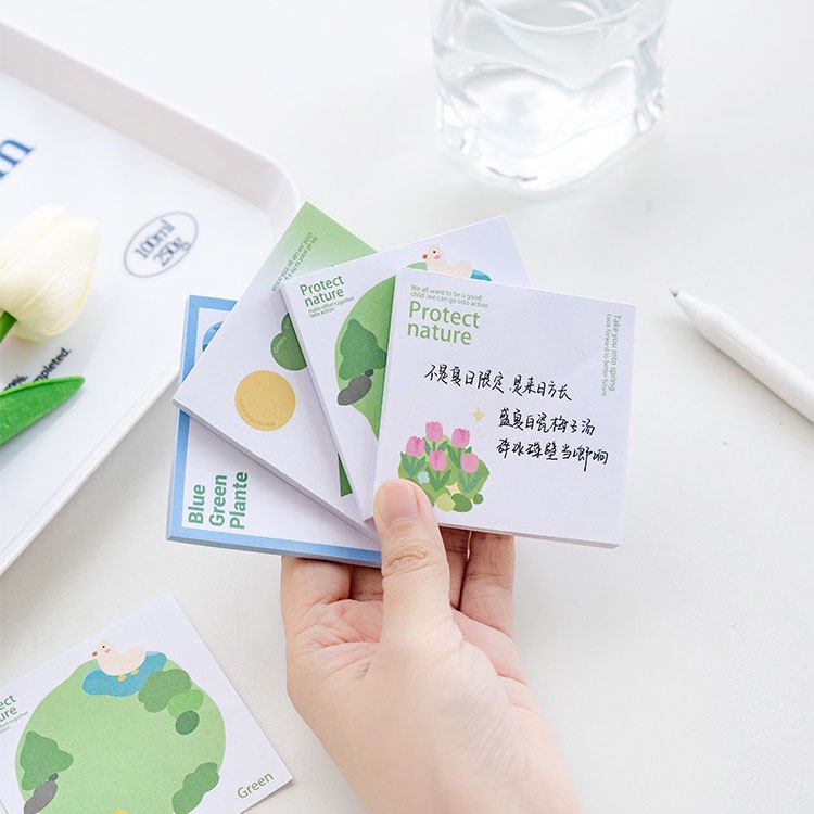 Giấy Nhớ Note Pad Bộ 4 Kiểu Protect Nature Green