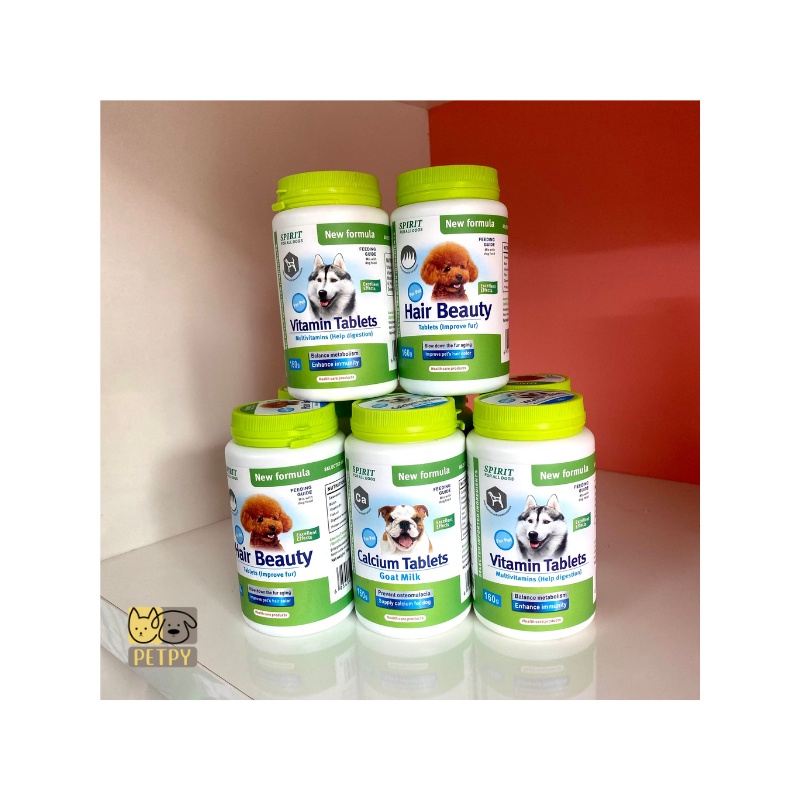 Vitamin Spirit bổ sung canxi, vitamin tổng hợp, dưỡng lông cho chó (lọ 160gram)