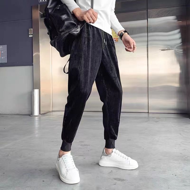 Quần Dài Ôm Chân Vải Nhung Kiểu Hàn Quốc Cá Tính Cho Nam