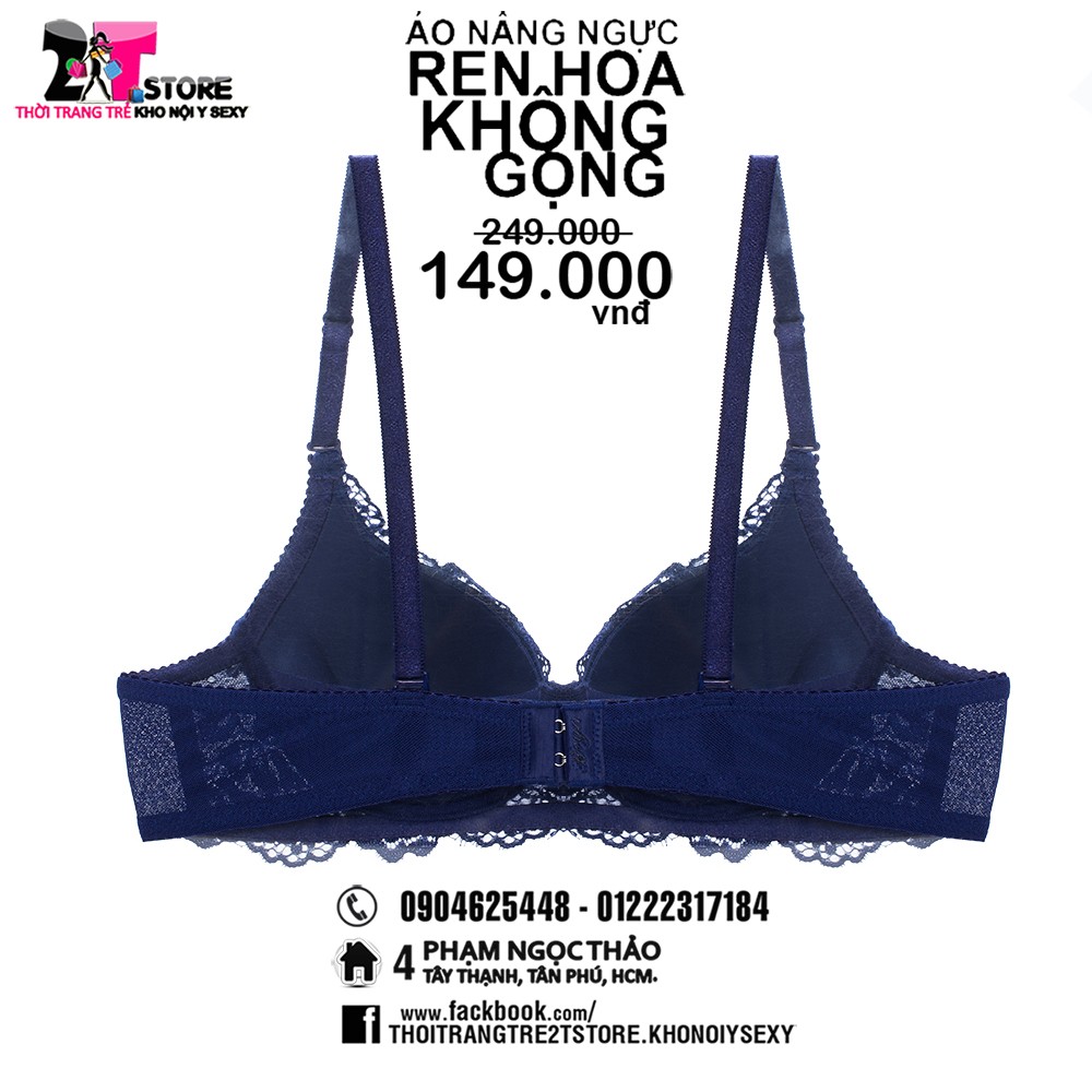 Áo Nâng Ngực Cotton Không Gọng Phối Ren (Xanh Dương)