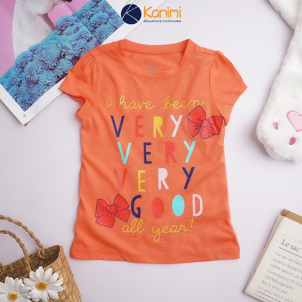 Áo thun bé gái Gap kids chất cotton đẹp mềm in hình esla size đại 4-14 tuổi