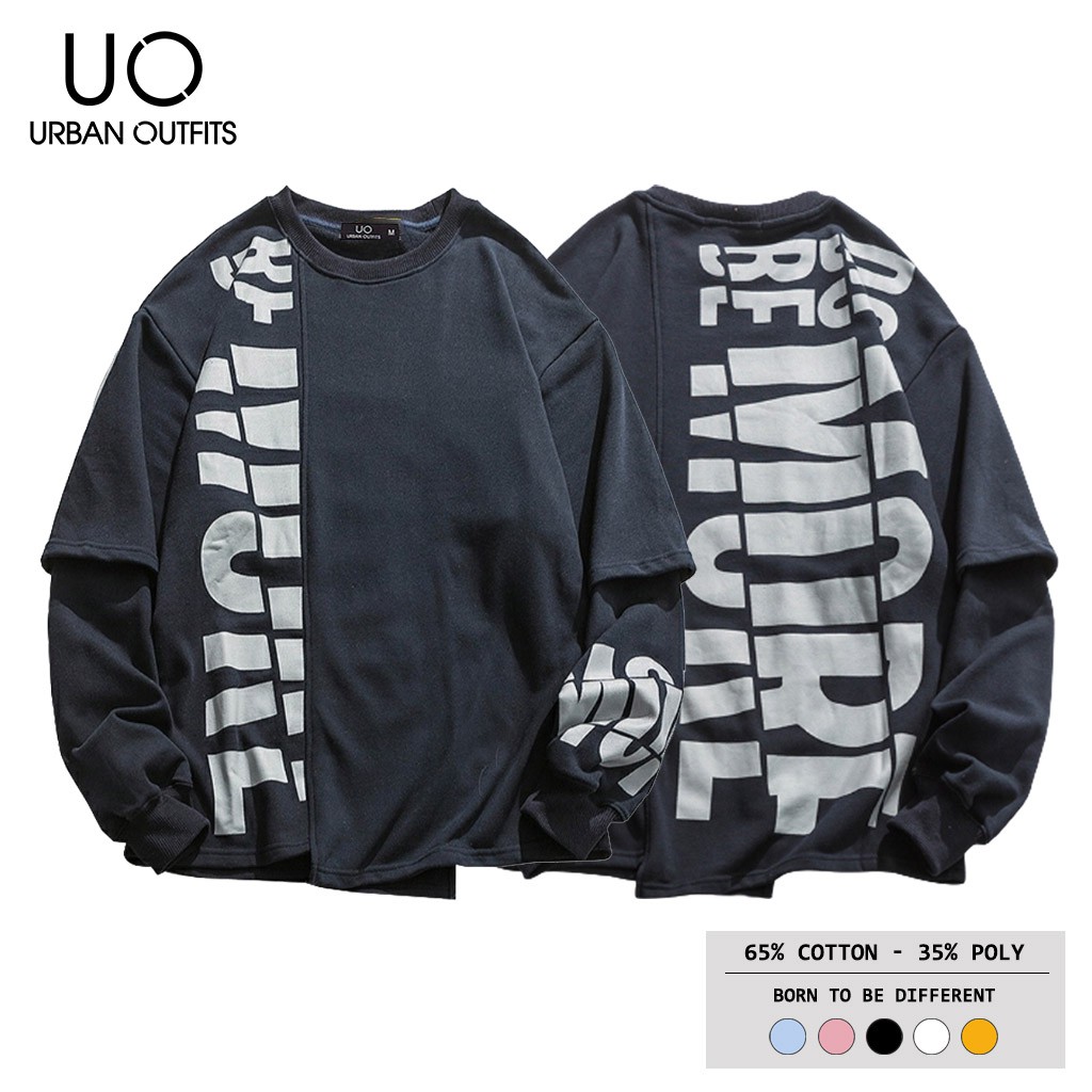 Áo Sweater Form Rộng Nam Nữ URBAN OUTFITS In Chữ Tay Phối SWO13 Dáng Unisex Thun Cotton Nỉ 4 Chiều