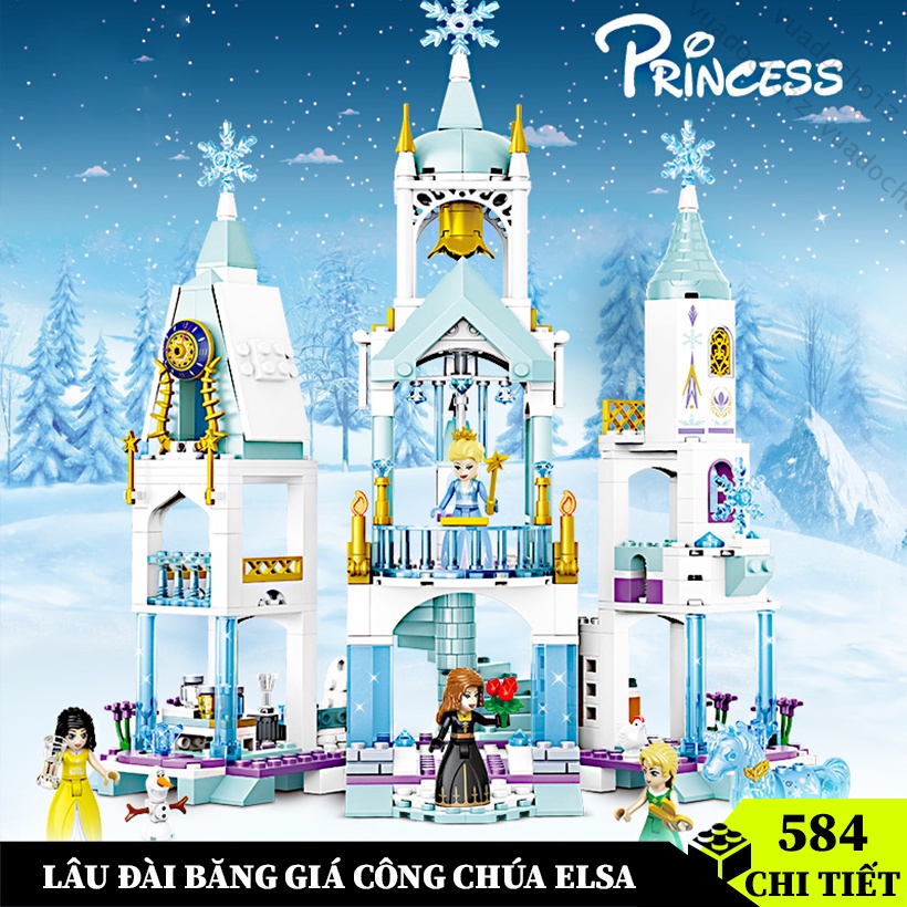 Đồ chơi Lego xếp hình Công chúa Elsa Snow Castle , Lego lâu đài tuyết cho bé gái QT6